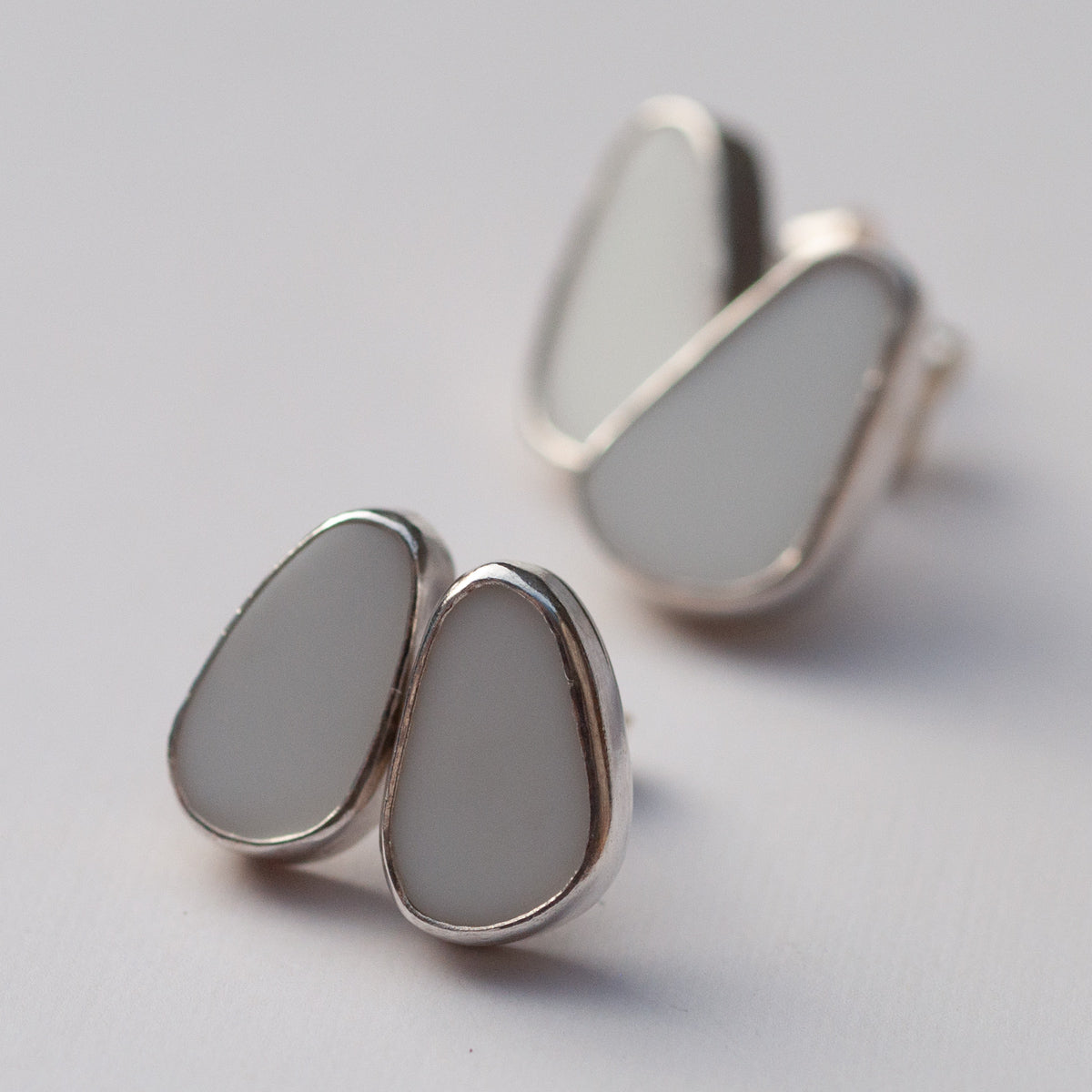 Tidal Collection - Milk Sea Glass Stud Earrings