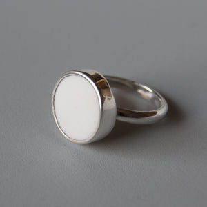 Tidal Collection Round Milk Sea Glass Ring