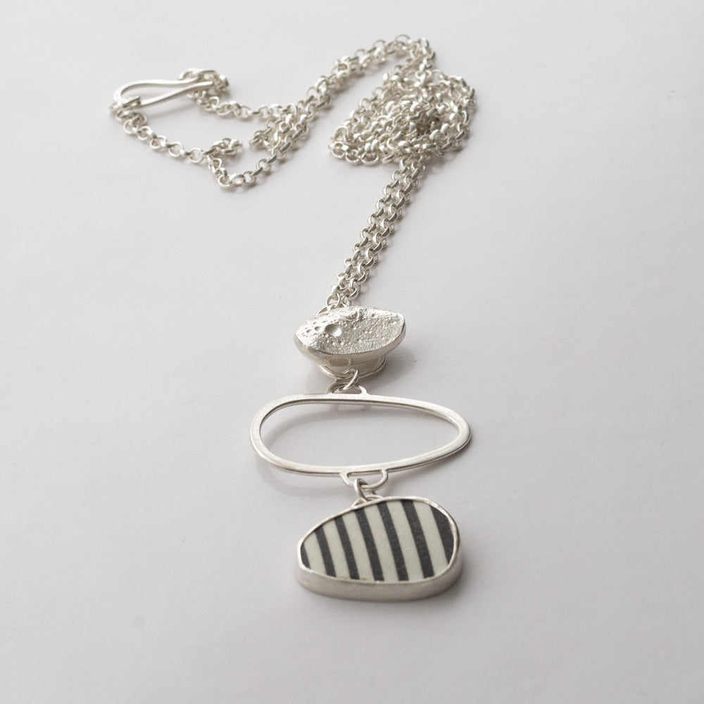 Trio Long Necklace - Stripe Sea Pottery