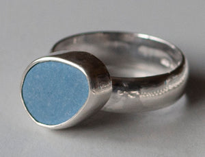 Milk Sea Glass Pebble Shaped Ring