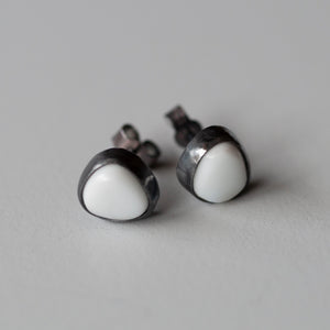 Shore Collection - Milk Sea Glass Stud Earrings