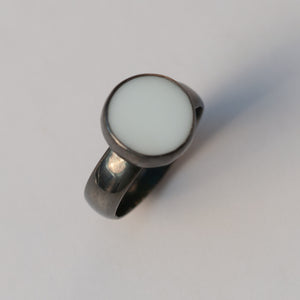 Tidal Collection Round Milk Sea Glass Ring