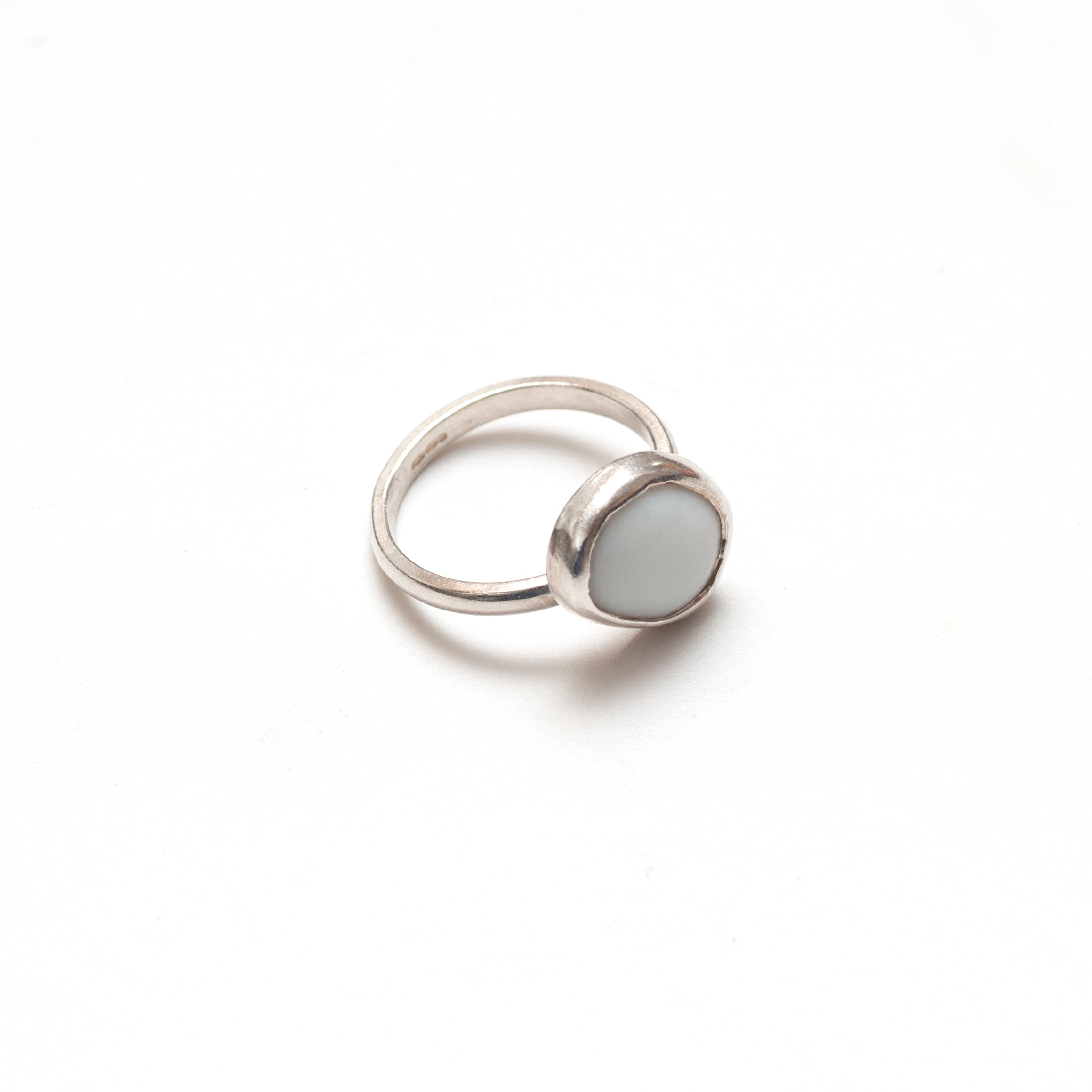 Shore Collection - Pebble Shape White Milk Sea Glass Ring