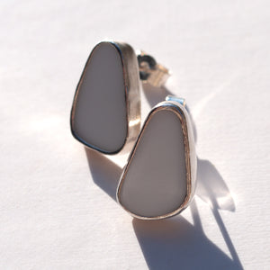 Tidal Collection - Milk Sea Glass Stud Earrings